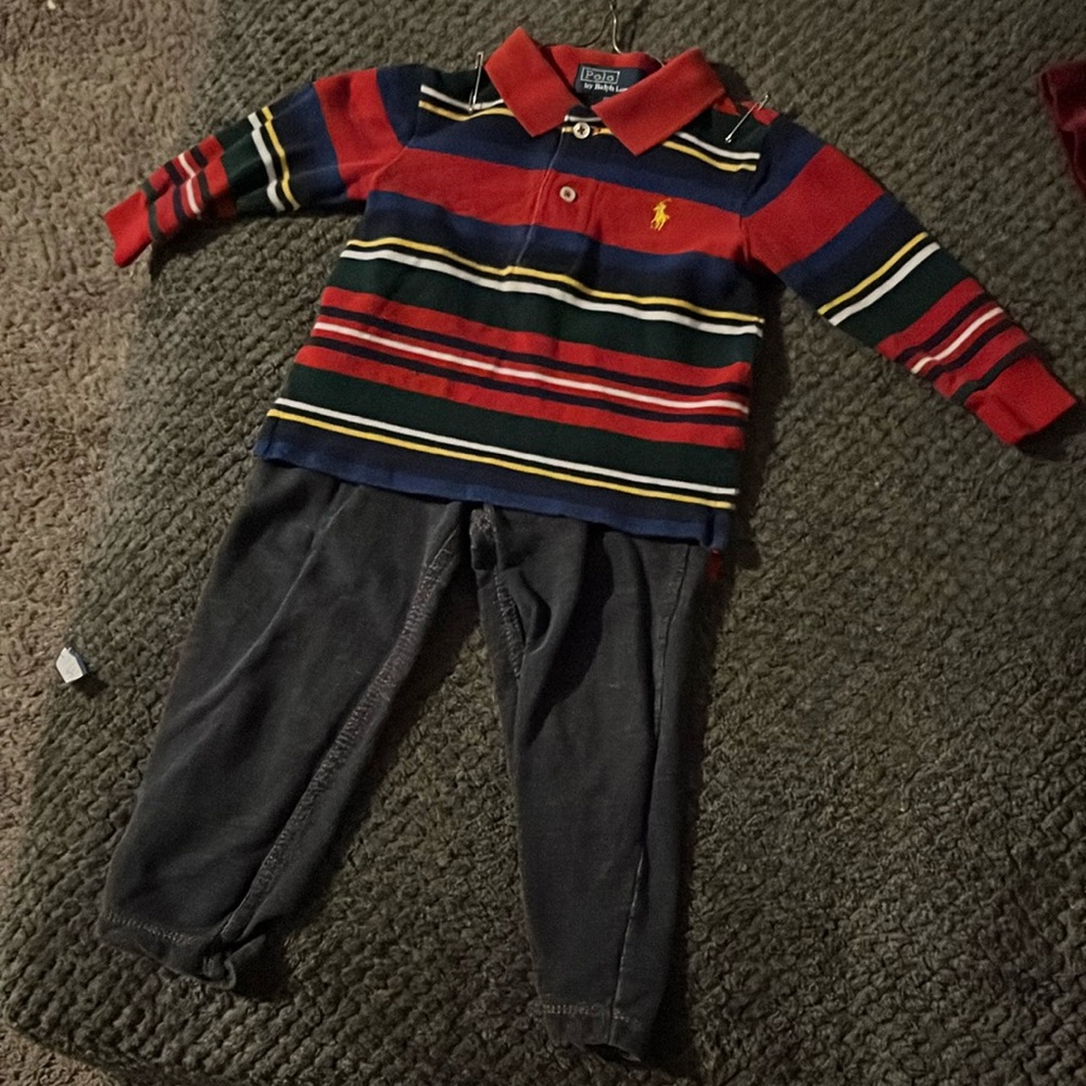 Polo long sleeve collared shit with pants